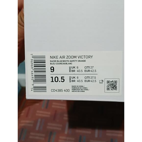 New Men's Sz 9 Nike Air Zoom Victory Eliud Kipchoge Blue Track Spikes CD4385-400 - Picture 8 of 11